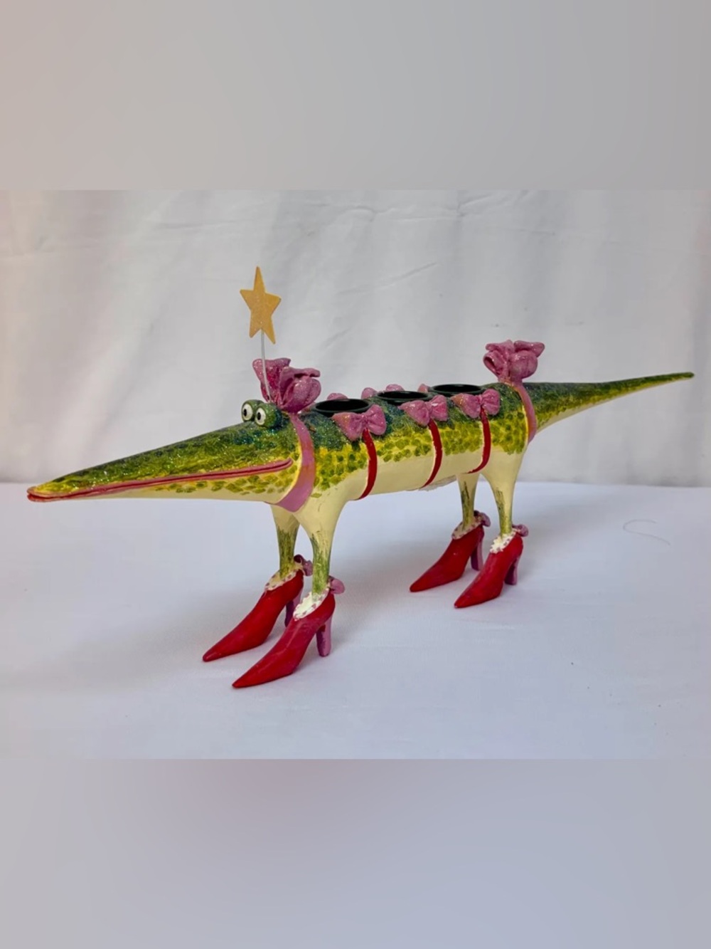 Rare Dept 56 Let There Be Light Alligator Candleholder 20” Patience Brewster